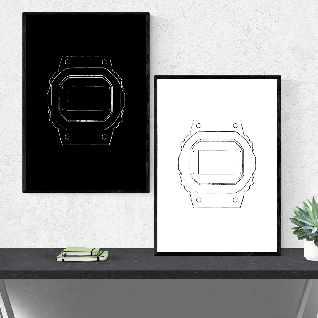 Square - Chalk - Black - Digital Print