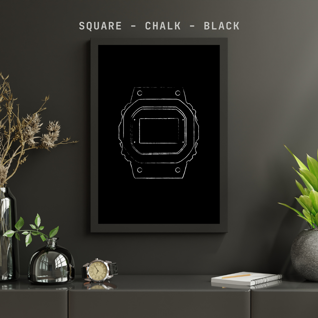Square - Chalk - Black - Digital Print