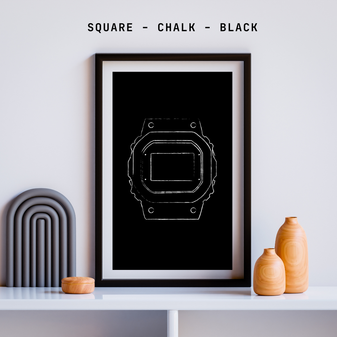 Square - Chalk - Black - Digital Print
